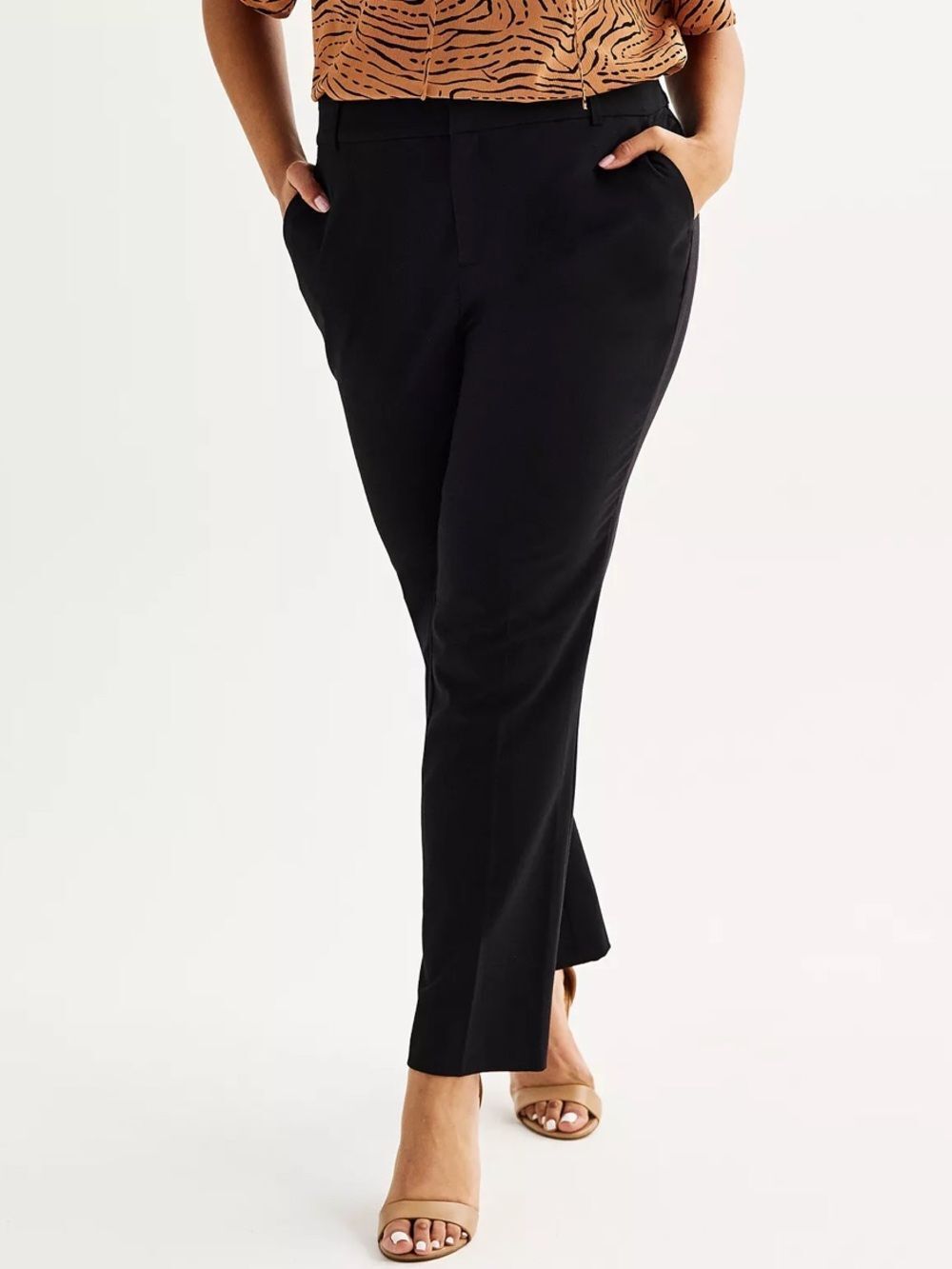 NINEβWEST 18W Short Black Barely Bootcut Pants